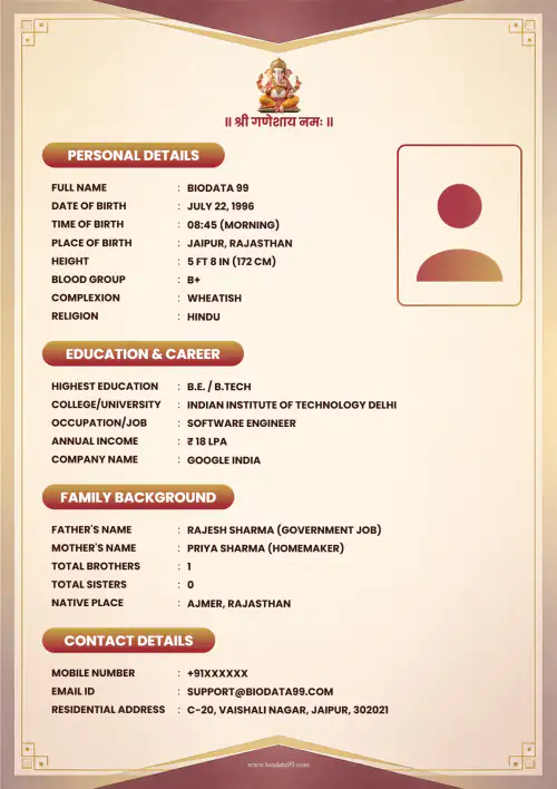 Elegant Art Deco Stationery Frame Contemporary marriage biodata format for business owners and entrepreneurs
